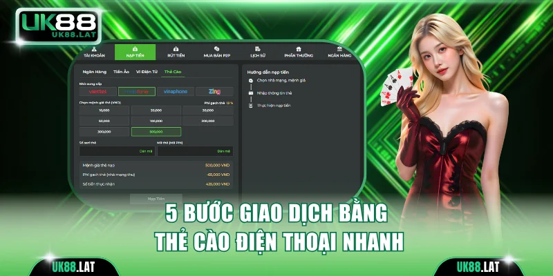 5 bước giao dịch bằng thẻ cào điện thoại nhanh
