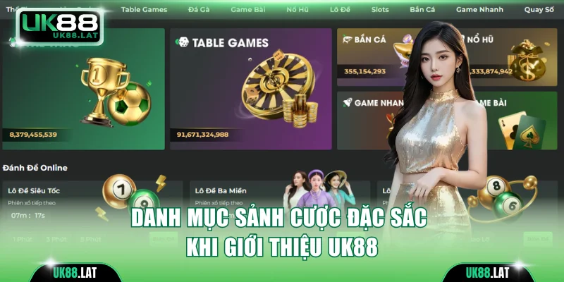 Danh mục sảnh cược đặc sắc khi giới thiệu UK88